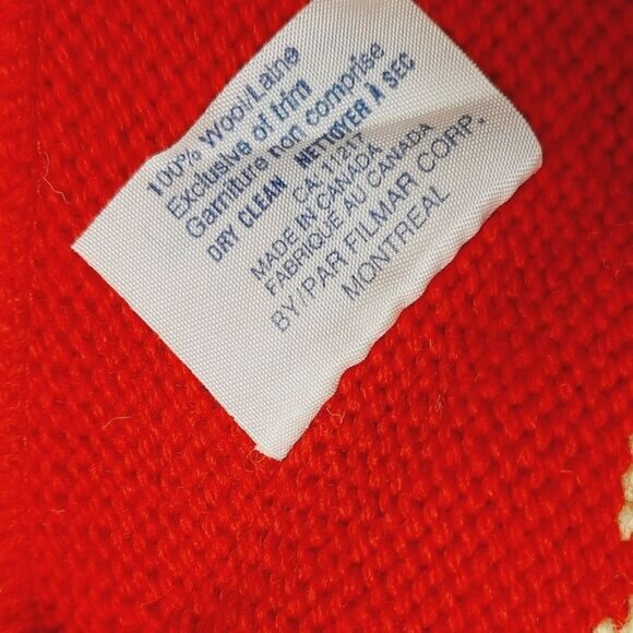 Retro 80's CAPPELLO 100% Wool Intarsia Geo Pattern Knit Beanie Hat w/ Pom-Pom OS - Picture 14 of 14